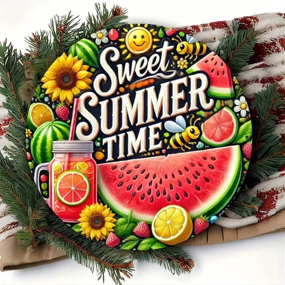 HELLOYOUNG Waterproof Watermelon Tin Sign Sweet Summer Metal Wall Decor for Home Cafe Bar Kitchen