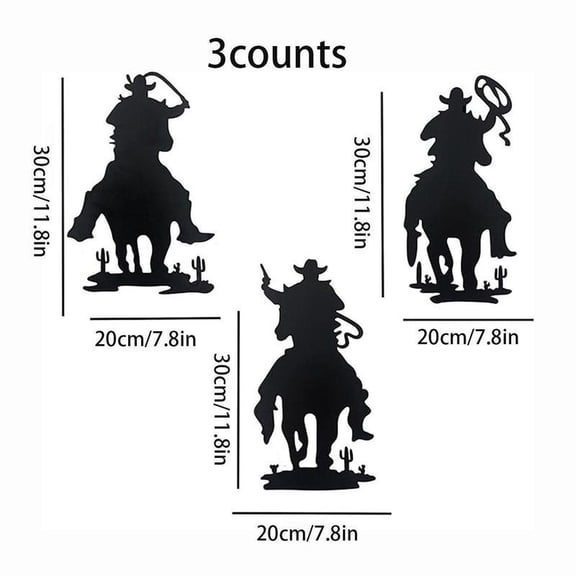 HELLOYOUNG Western Cowboy Wall Decor Set of 3, Rustic Metal Horseboots Cattle Skull Art, Country Farmhouse Bedroom Living Room Hanging Ornaments, Unique Gift Ideas