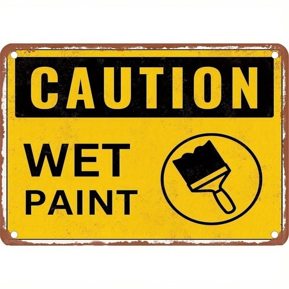 HELLOYOUNG Wet Floor Sign Caution Sign 18x12 Inch Metal Safety Warning Sign Yellow Black Commercial Construction Home Use Non-Slip Rustproof