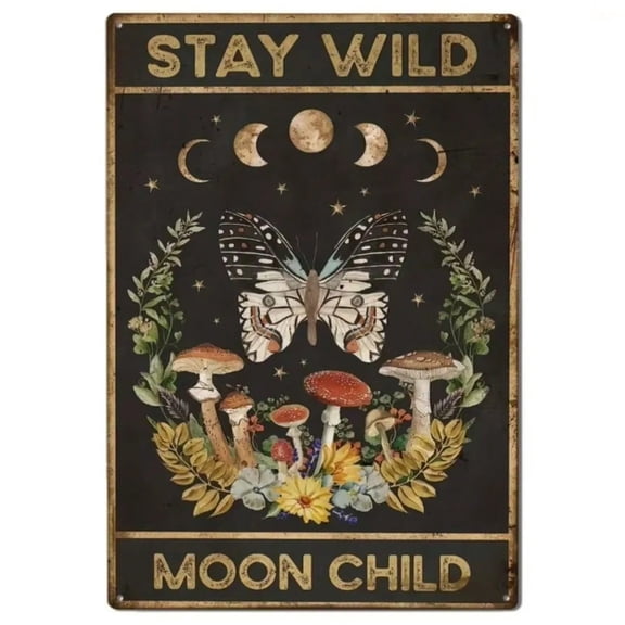 HELLOYOUNG Whimsical Retro Metal Wall Sculpture Butterfly Celestial Motifs Stay Wild Decor Xmas Halloween Gift