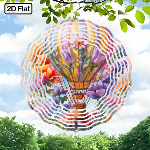 HELLOYOUNG Whimsical Rotating Hot Air Balloon Wind Chimes, 360 Spinning Metal Wind Spiral for Garden Outdoor, Bohemian Dreamcatcher Decor with Gentle Sounds, Unique Valentine's Day Easter Gift