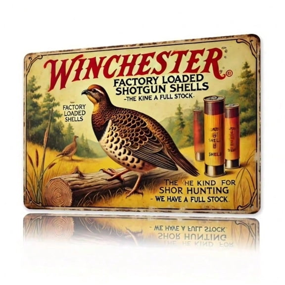 HELLOYOUNG Winchester Vintage Metal Tin Sign, 8x12 Inch Retro Pheasant Hunting Wall Art for Wall Decor, Rustic Kitchen Cafe Bar Home Decor, Gift for Hunters