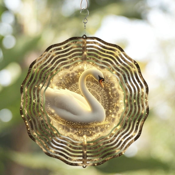 HELLOYOUNG Wind Chime 10 Inch Swaying Swan Metal Windchimes for Garden Decor, Balcony Outdoor Patio Lawn Gift with Soothing Sounds