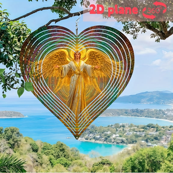 HELLOYOUNG Wind Chime for Garden - Angel Heart Wind Chimes with Rotating Hook, 10 Inch Aluminum Wind Chime for Patio, Valentines Gift, Wedding Decor, Church Ceremony Gift, Dynamic Wind Motion & Gentl