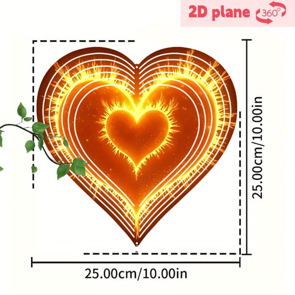 HELLOYOUNG Wind Chime Heart 10 Inch, Valentine's Day Gift Modern Garden Decor - 360 Rotating Weatherproof Aluminum Patio Wind Chime, Soothing Wind Sounds & Elegant Bird Friendly Outdoor Design