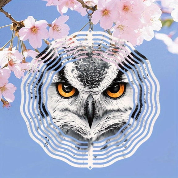 HELLOYOUNG Wind Chime Metal Decor Handcrafted Owl Mandala Wind Chime 2D Wall Art Outdoor Garden Patio Yard Decor Soothing Wind Sounds Gift for Home Zen Relaxation Year Round