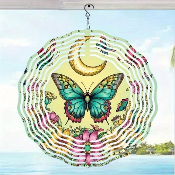 HELLOYOUNG Wind Chime Outdoor Decor Butterfly Metal Wind Chime with Soothing Sounds, Moonlit Garden Floral Design for Patio Yard Gift