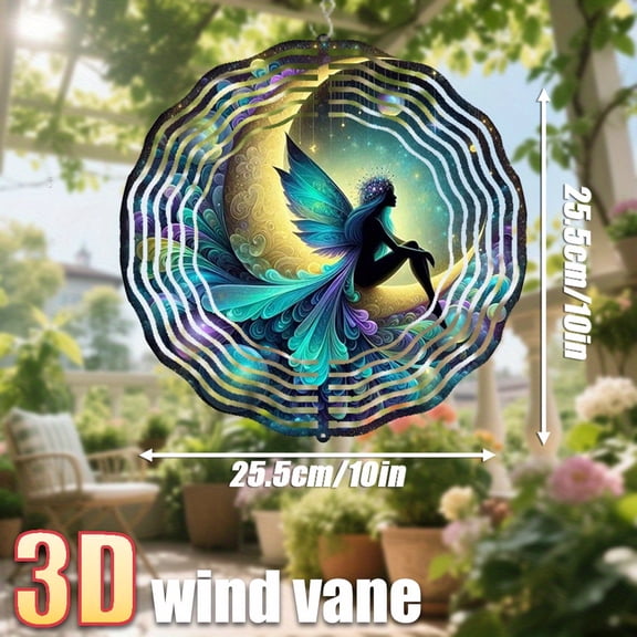 HELLOYOUNG Wind Chime Outdoor Decor Fairy Moon Sitting Wind Chime with Swivel Hook Elegant Turquoise and Gold Enchanted Decor for Garden Patio Window Perfect Wedding Christmas Gift Indoor Outdoor