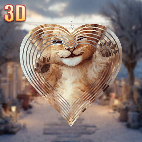 HELLOYOUNG Wind Chimes Outdoor Decor - 10 Inch 3D Metal Wind Chime with Rotating Hook, Heart-Shaped Garden Decor for Spring Summer Fall, Wedding Gift, 360 Spinning Windmill for Patio Yard