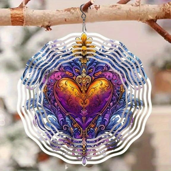 HELLOYOUNG Wind Chimes Outdoor Vintage Hanging Decor for Garden Patio Yard, Cross Heart Windmill Design with Infinite Rotation, Melodic Wind Bell Gift