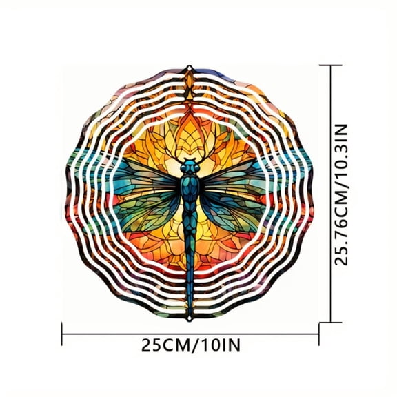 HELLOYOUNG Wind Spinner 10 Inch Dragonfly Kinetic Metal Art, 360 Rotating Hook Outdoor Garden Decor, Yard Ornament Gift for Housewarming