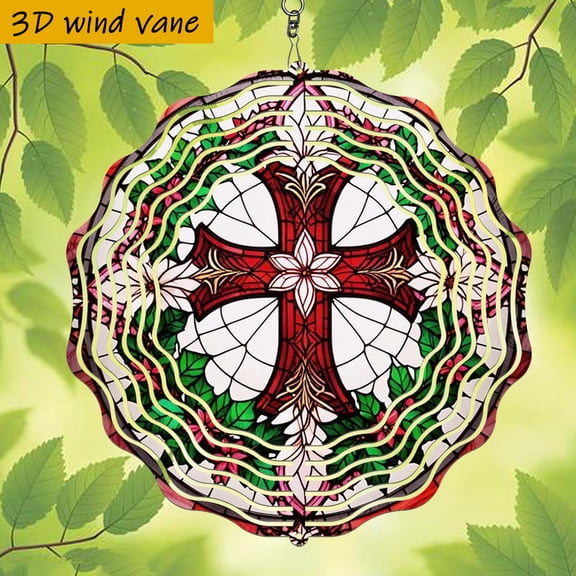 HELLOYOUNG Wind Spinner Decor, 10 Inch Large Metal Wind Vane With Rotating Hook, 360 Iron Wheel For Outdoor Garden Holiday Gift New Year DecorationWind-powered Rotating DIY Pendant