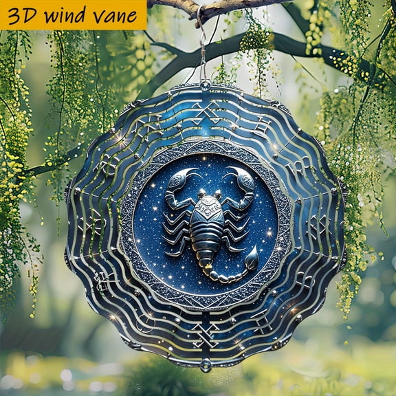 HELLOYOUNG Wind Spinner for Garden Outdoor Decor, 3D Scorpio Constellation Metal Spinner, 10 Inch 360 Degree Rotating Zodiac Sign Art, DIY Celestial Gift for Mothers Day Fathers Day Yard