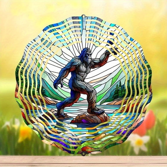 HELLOYOUNG Wind Spinner Outdoor Bigfoot Wind Sculpture 3D Metal Yard Art Kinetic Garden Decor Heavy Duty Steel Weather Resistant Windmill for Lawn Patio Backyard