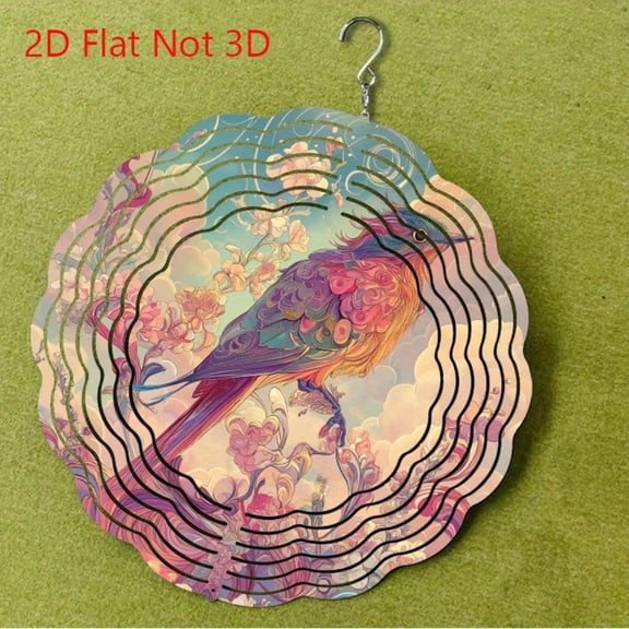 HELLOYOUNG Wind Spinners Outdoor Decor, 2D Flower Bird Wind Chimes Design, Weatherproof Rustproof Fade Resistant, Calming Wind Sounds, Elegant Garden Terrace Hanging Ornament for All Seasons