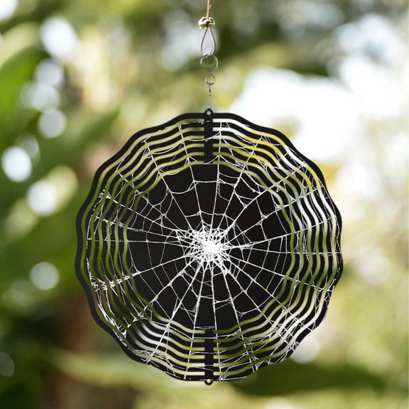 HELLOYOUNG Wind Spinners for Outdoor Decor, Spider Web Design Artistic Wind Chime, 360 Rotation Hook Spring Summer Balcony Garden Decor Elegant Gift