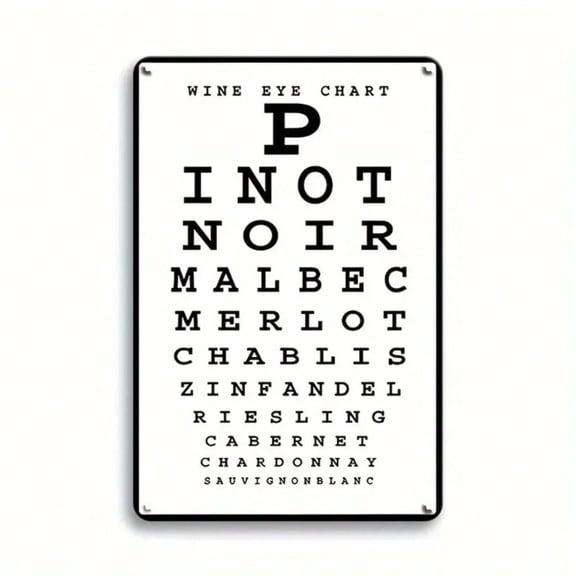 HELLOYOUNG 'Wine Eye Chart' Humorous Metal Sign, Funny Vision Test Wall Art for Home Bar Cellar Decor, Unique Wine Lover Gift