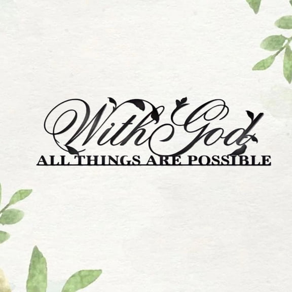 HELLOYOUNG "With God, All Things Are Possible" Metal Wall Art, Religious Inspirational Decor for Home, Spiritual Gift, Durable & Rustic Christian Verse Sign