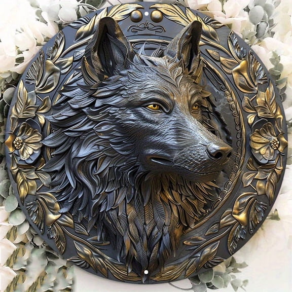 HELLOYOUNG Wolf Metal Sign 8x8 Inch Aluminum Wall Art UV Resistant Scratch Proof Flame Retardant Easy Hang Decor