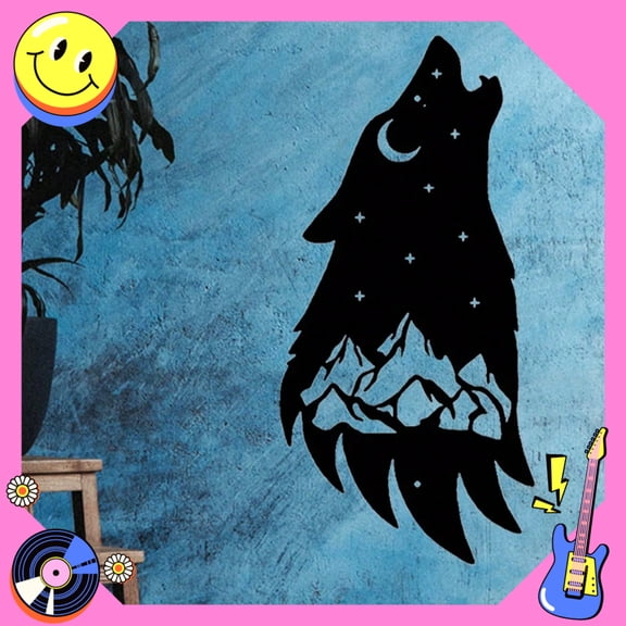 HELLOYOUNG Wolf Wall Art Metal Wall DecorBlack Wolf Head Sculpture for Home DecorIndoor Living Room Bedroom Halloween Christmas GiftPersonalized Housewarming Present