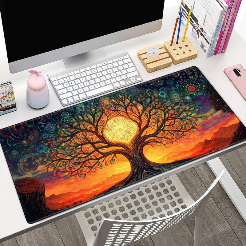 HELLOYOUNG Wood Grain Mouse Pad, Rectangular Gaming Mouse Mat, Non-Slip Rubber Base, Large Desk Pad for Keyboard and Mouse, Waterproof Surface for Home Office & Game Room