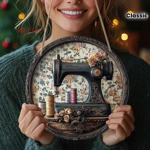 HELLOYOUNG Wooden Sewing Machine Wall Art 3D DIY 8 Inch Wall Plaque, Handmade Farmhouse Decor for Home, Creative ArtisanLoom Wall Decor