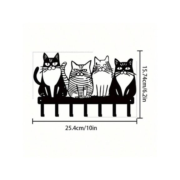 HELLOYOUNG Wrought Iron Wall Decor Cat Hooks, 4-Pack Cute Key Holder for Entryway, Scarf Towel Rack, Rustic Farmhouse Pet Supply Store Decorative Accent for Bathroom Bedroom