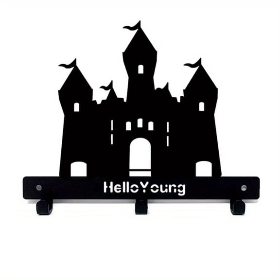 HELLOYOUNG Wrought Iron Wall Hooks, Gothic Castle Wall Hanger, Ornate Coat and Key Holder Organizer for Entryway, Vintage Decor for Cloaks, Leashes, Towels, Halloween Christmas Gift