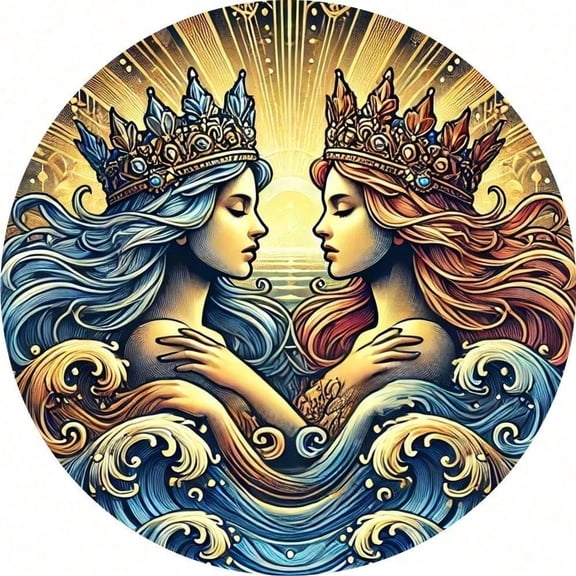 HELLOYOUNG Yemaya Oshun African Goddess Metal Wall Art, 8x8 Inch Retro Round Aluminum Tin Sign, Vintage Waterproof Decor for Home Bar