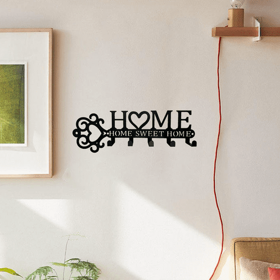 HELLOYOUNG10.9- Inch HOME Iron Towel & Key Racks 5 Hooks Multi - Function Wall Decor Ideal for Bathroom/Kitchen Enhance Aesthetics & Organize
