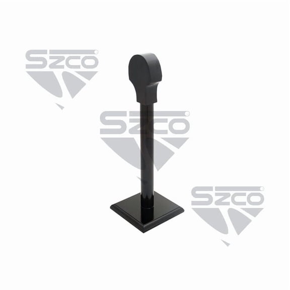 SZCO 17" Black Wooden Helmet Display Stand Full-Size Headwear Holder with Base and Durable Mounting Hardware