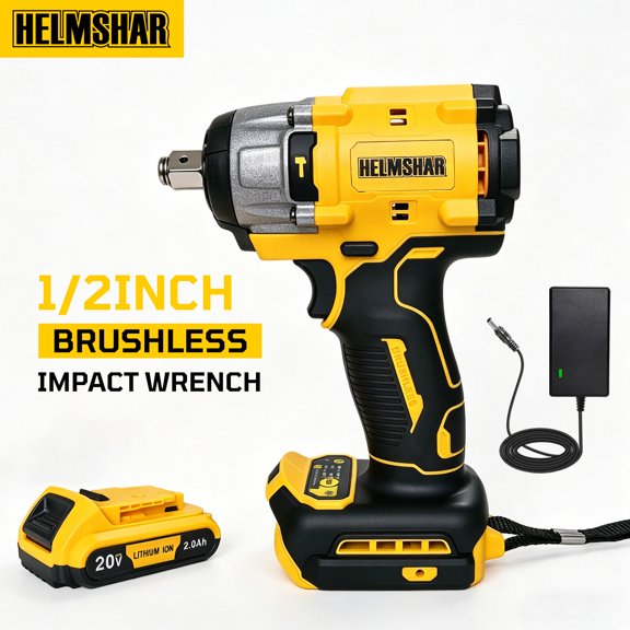 HELMSHAR Impact Wrench, for DCB Series Battery Cordless Brushless Impact Wrench, Up to 430N Torque, Easily Tightening And Loosening In Construction, Maintenance, And DIY Project