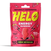 HELO Energy Gummies, Sour Watermelon 2 (10CTs) - 50mg of Caffeine per Gummy, Alpha GPC, Lions Mane, Ashwagandha, Cordyceps, Electrolytes, Vitamin B12