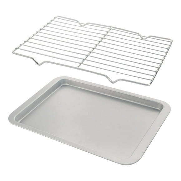 Bakdcore Cookie Sheet with Rack, Carbon Steel Oven Bakeware, 15"x10" Kitchen Cooking Baking Trays, Baking Sheet Pan for Roasting Broiling Bacon Meat Steak