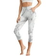 thumbnail image 1 of HELlHERO Marbled Printed Capri Leggings High Waisted Yoga Pants Breathable Workout Leggings Athletic Yoga Capris with Pockets, S, 1 of 7