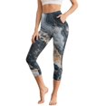 thumbnail image 1 of HELlHERO Marbled Printed Capri Leggings for Women Athletic Yoga Pants Tummy Control Yoga Capris Elastic Workout Leggings for Sports Gym, L, 1 of 7