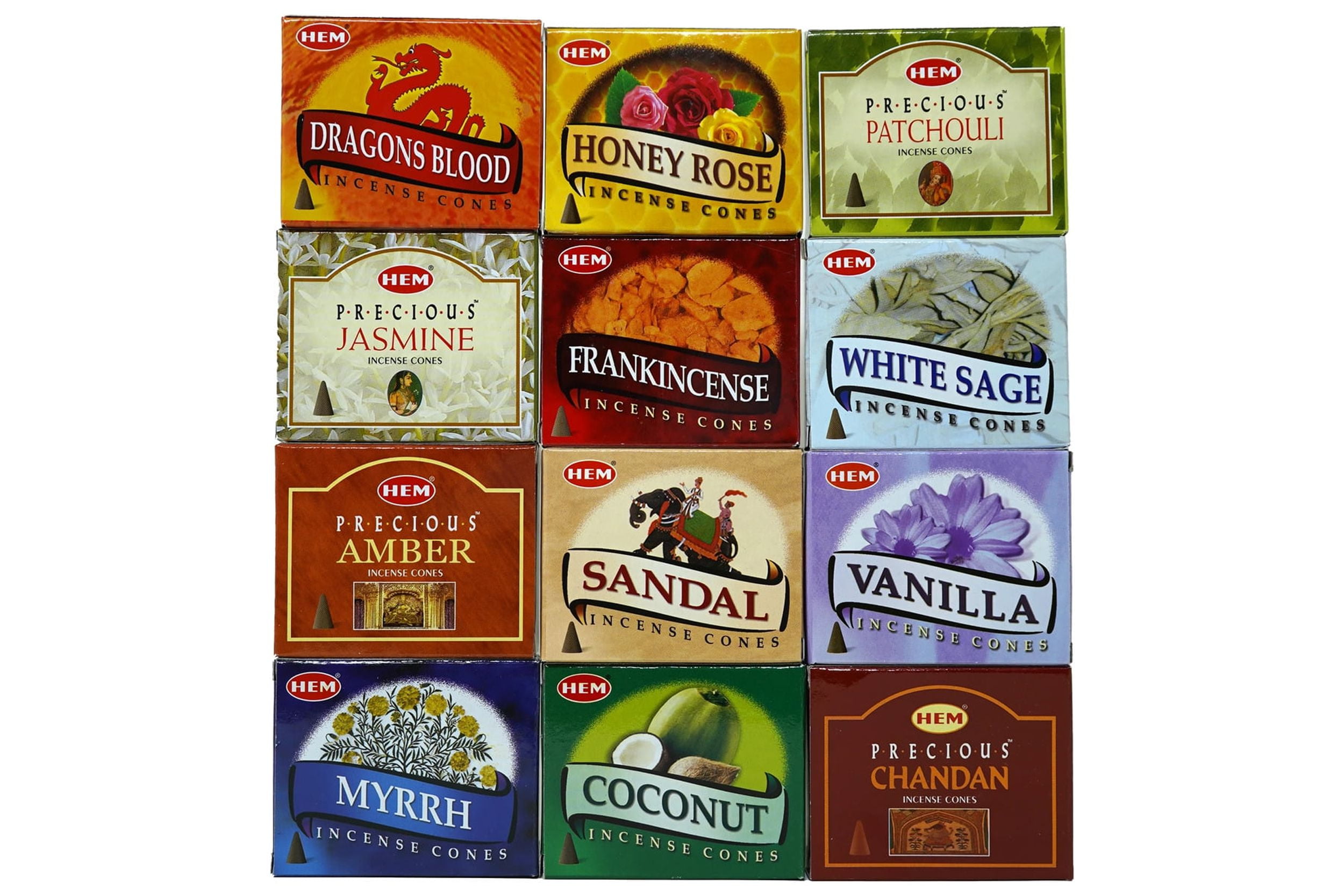 HEM Assorted Incense Cones + Gift Box 120 Cones 12 Fragrances