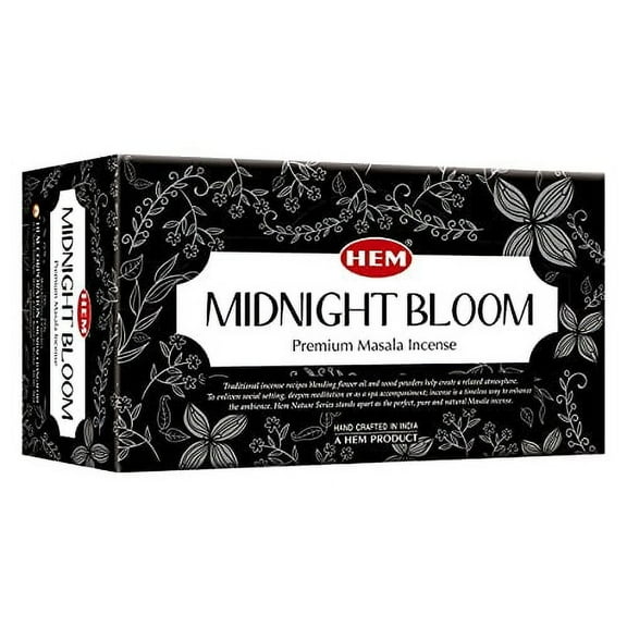 HEM Midnight Bloom Natural Masala Relaxing Incense Sticks - 12 Packets (15g Each)