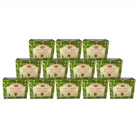 HEM Precious Patchouli Incense Cones - Pack of 12 - 120 Count - HEM Incense from India