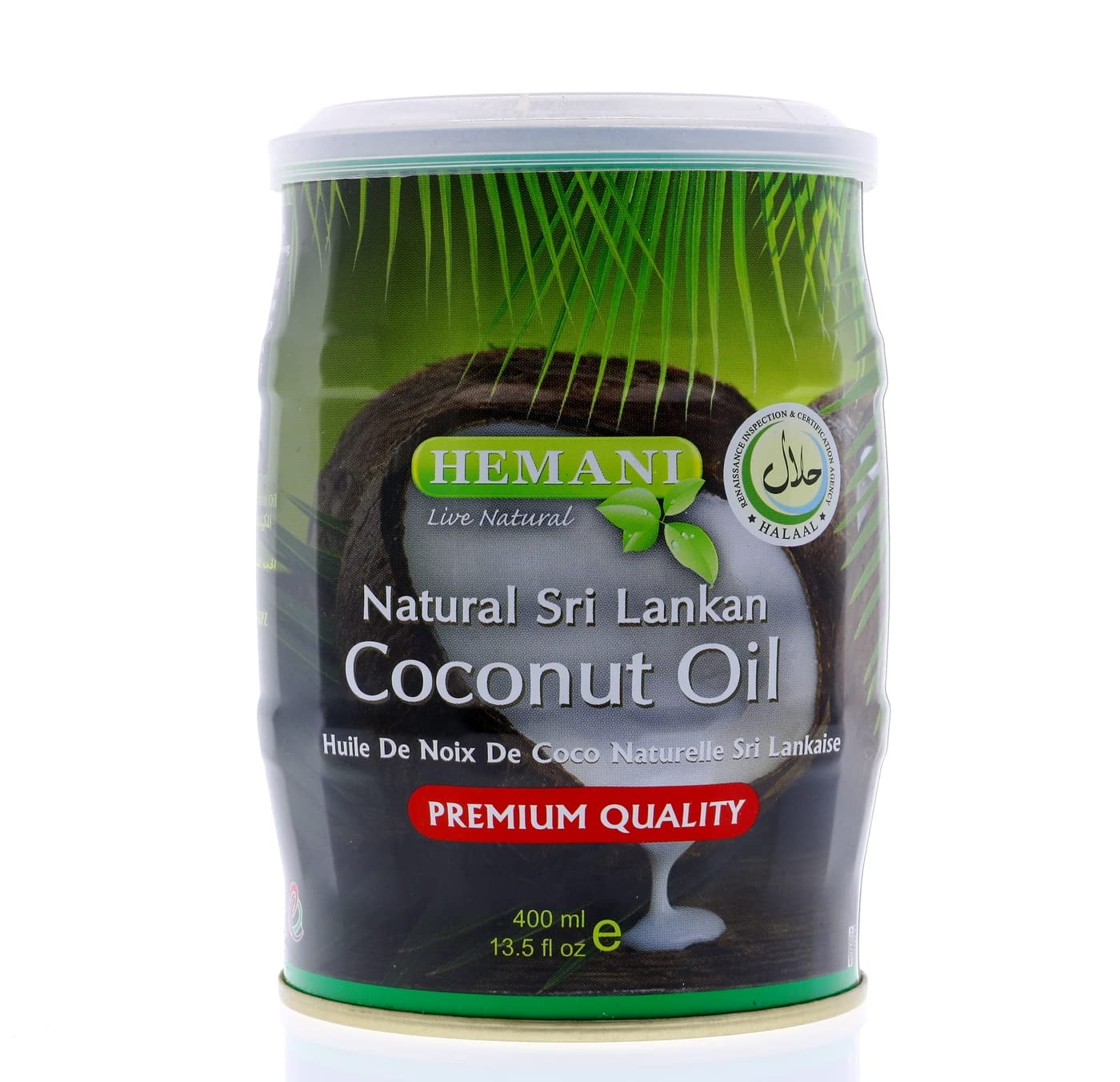 HEMANI 100% Sri Lankan Coconut Oil - 400mL (13.5 OZ) - Pure & Natural - NON-GMO - Vegan - IMMUNE BOOSTING PROPERTIES - Natural Beauty Regimen