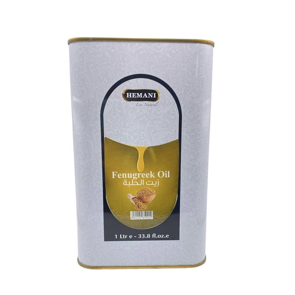 HEMANI Fenugreek Oil 1L Tin (33.8 fl oz) (Trigonella foenum) - 100% Pure & Natural Oil - Best for Aromatherapy - Therapeutic Grade for Glowing Skin & Strengthened Hair - Massaging & Relaxing