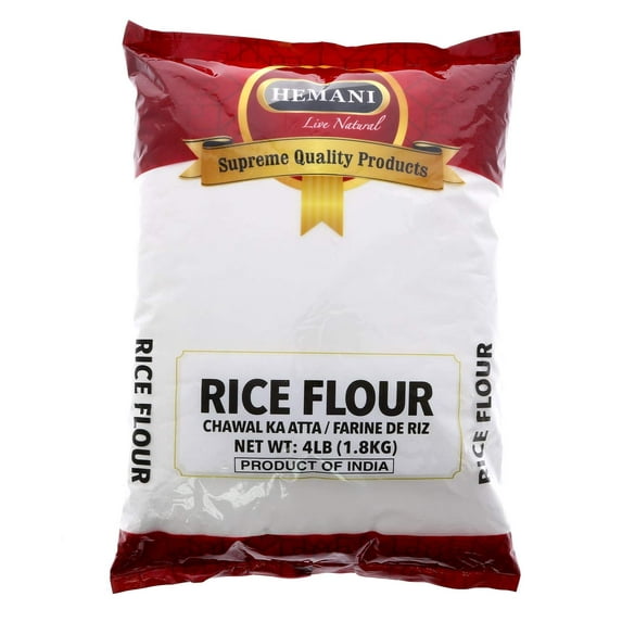 HEMANI Fine White Rice Flour 4LB (1.8 KG) - Non GMO, Gluten Free - Great for Baking - Farine de Riz