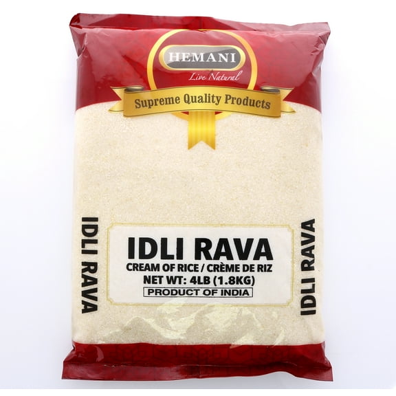 HEMANI Freshly Milled Idli Rava Flour - 4LB (1.8KG) - 100% Natural, Vegan & Gluten Free Flour - Indian Origin - Delicious to use in Idlis, Hot Cereals, Gluten Free Pastries & Rice Flour Cakes.