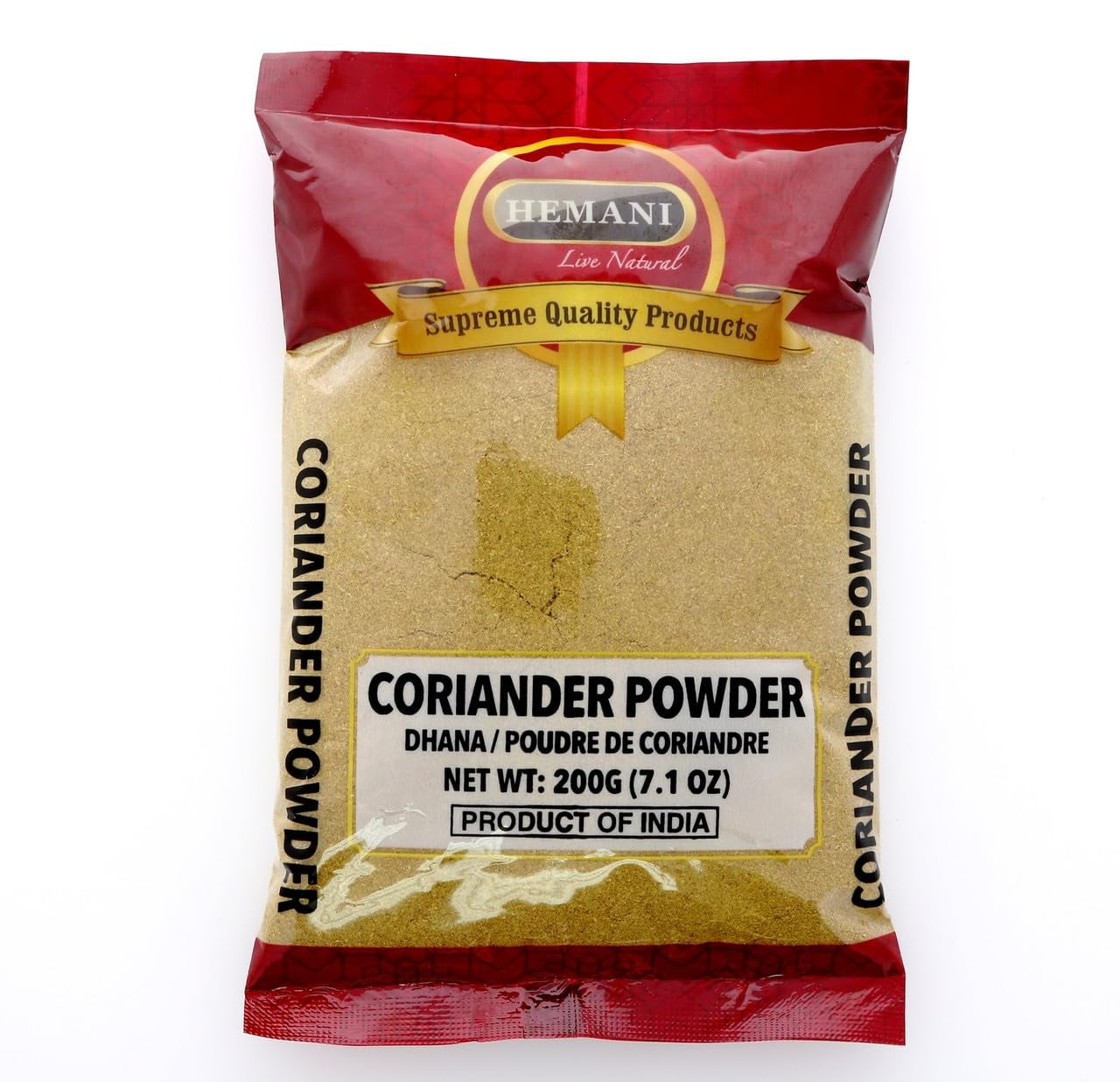 HEMANI Ground Coriander Powder - Dhana - Poudre de Coriandre - Indian Spice - 200g (7.1 oz) - All Natural - NON-GMO