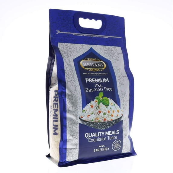 Hemani Premium XXL Extra Long Grain Basmati Rice 11lb - 1 lb Free - Quality Meals - Exquisite Taste