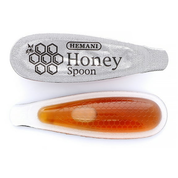 HEMANI Pure Honey Spoon & Ginger Extract - Natural Sweetener & Stirrer - Individual Single Use - Natural Energy Snack on the Go (10 Spoons Total)