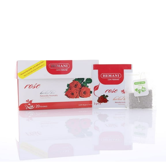 HEMANI Rose Herbal Tea - 20 Tea Bags in a Box