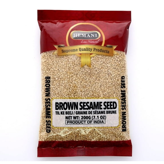 HEMANI Sesame Seeds Whole Brown - Raw (Till) - 200g (7.1 oz) - All Natural - Gluten Friendly - NON-GMO - Vegan - Indian Origin