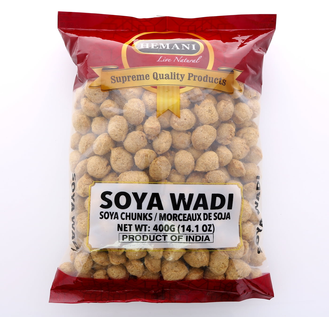 HEMANI Soya Chunks Nuggets (High Protien) Wadi - 400g (14.1 oz) - All Natural & Salt-Free - Vegan - No Colors - Gluten Friendly - NON-GMO - Indian Origin - Meat Alternate Substitute