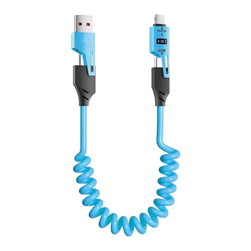 HEMDRE 4-in-1 Spring Fast Charging Cable, 65W Multi Fast Charging Cable ...